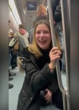 Genz teen sucks bfs cock on the train